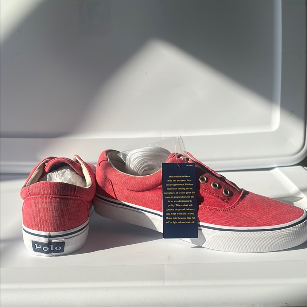 Polo by Ralph Lauren Red Canvas Sneakers Low-Top